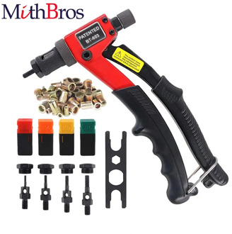 MithBros Manual Rivet Gun Kit Hand Rivet Tool Rivet Nut Setting Tool Nut Setter Hand Riveter with Mandrels M3/M4/M5/M6 BT-603