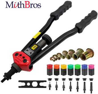 MithBros Rivet Nut Tool Blind Rivet Gun Manual Riveter Rivet Nut Setter Kit for Inserting Threaded Nut Rivet with 7pcs Mandrels