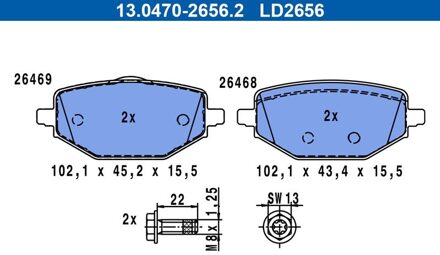 Mitsubishi Remblokkenset, schijfrem 13047026562