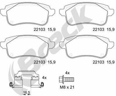 Mitsubishi Remblokkenset, schijfrem 221030070400