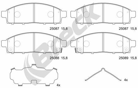 Mitsubishi Remblokkenset, schijfrem 250870070100