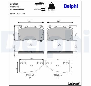 Mitsubishi Remblokkenset, schijfrem LP1858