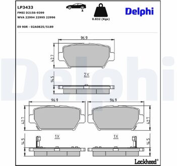 Mitsubishi Remblokkenset, schijfrem LP3433