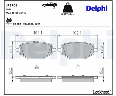Mitsubishi Remblokkenset, schijfrem LP3708