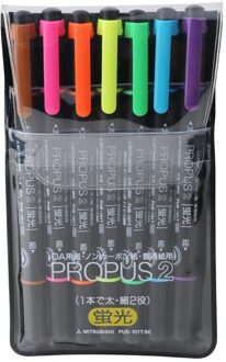 Mitsubishi Uni PUS-101T Markers & Markeerstiften Dual Head Markeerstift Marker Pen Kunst Schilderen Kantoor & School Supplies 7 kleuren