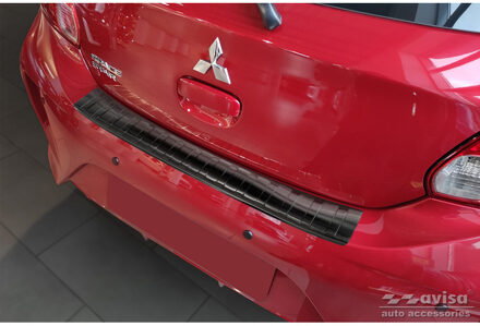 Mitsubishi Zwart RVS Bumper beschermer passend voor Mitsubishi Space Star Facelift 2020- 'Ribs' AV245162