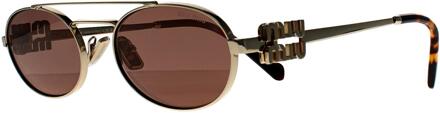 Miu Miu Ovaal Dames Licht Goud Bruin Zilver MU 54ZS