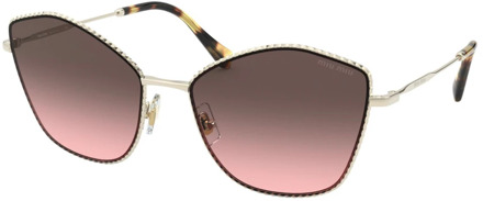 Miu Miu Pale Gold/Pink Grey Shaded Sunglasses Miu Miu , Gray , Dames - 60 MM