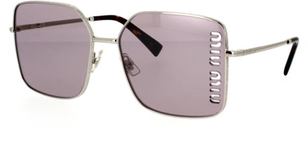 Miu Miu Vierkante metalen zonnebril Miu Miu , Gray , Dames - 60 MM