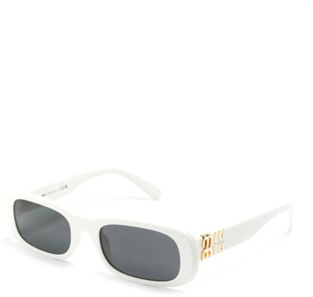 Miu Miu Witte zonnebril met originele koffer Miu Miu , White , Dames - 53 MM
