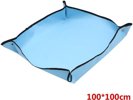 Mix Bodem Bloem Wastafel Tuinieren Pad Thicken Opvouwbaar Plant Veranderen Transplanteren Pot Herbruikbare Land Mat Lock Waterdicht Kussen blauw 100x100cm