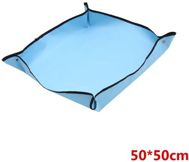 Mix Bodem Bloem Wastafel Tuinieren Pad Thicken Opvouwbaar Plant Veranderen Transplanteren Pot Herbruikbare Land Mat Lock Waterdicht Kussen blauw 50x50cm