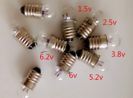 mix E10 Physical electrical experiment small bulb 1.5v 2.5v 3.8v 4.5v 5.2v 6.2v 6v 0.3a 0.5a