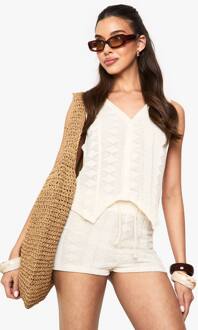 Mix En Match Gehaakte, Getextureerde Patroonshorts, Cream - 44