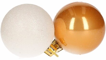 Mix kerstballen pakket goud glans en wit glitter Multi