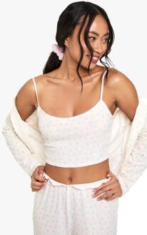 Mix & Match Floral Print Soft Rib Pyjama Cami Top, White - 40