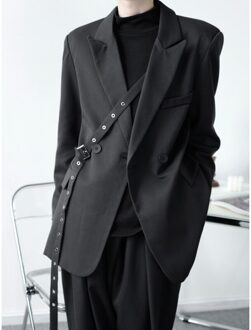 Mixcubic Herfst Koreaanse Stijl Persoonlijkheid Asymmetrie Pak Mannen Casual Losse Zwart Pak Voor Mannen S-XL