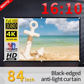 Mixito 84 Inch 16:10 Projector Anti Licht Gordijn Met Zwarte Rand En Gat Draagbare 3D Hd Projectiescherm
