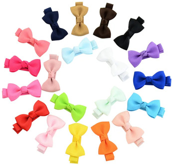 MIXIU 20pcs/set Baby Girl Solid Bow Hair Pin With Fully Wrapped Bowknot Hair Clip Safety Alligator clip Kids Hair Accessories