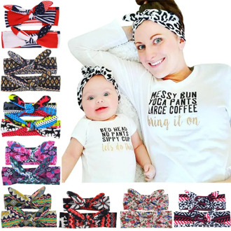 MIXIU 2pc/set DIY Handmade Mother And Baby Rabbit Ears Bowknot Headband Elastic Newborn Headwear Hair Band Hair Accessories