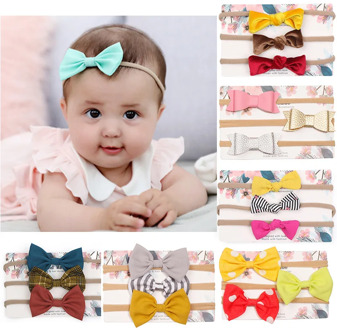 MIXIU 3pcs Mix Color Baby Turban Flower Bow Headbands Kids Elastic Hair Bands Newborn Photography Props Baby Hair Accessories
