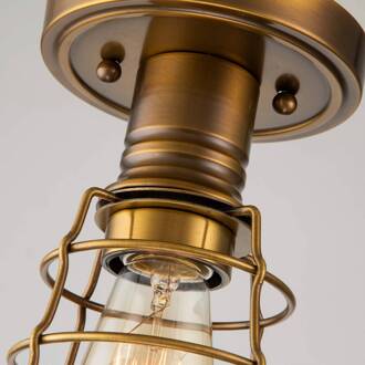 Mixon plafondlamp met metalen kooi, antiek messing