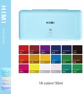 Miya 18 Kleuren 30Ml Gouache Set Draagbare Case Met Palet Gouache Aquarel Voor Kunstenaars Studenten Non-giftige blauw
