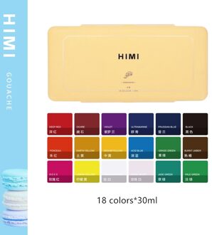 Miya 18 Kleuren 30Ml Gouache Set Draagbare Case Met Palet Gouache Aquarel Voor Kunstenaars Studenten Non-giftige geel