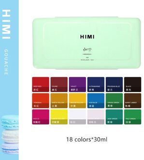 Miya 18 Kleuren 30Ml Gouache Set Draagbare Case Met Palet Gouache Aquarel Voor Kunstenaars Studenten Non-giftige groen