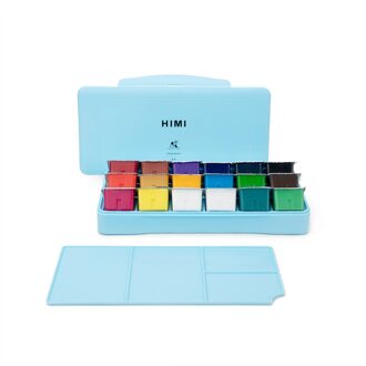 Miya Gouache Aquarel Verf Set 18 Kleuren * 30 Ml Unieke Jelly Cup Draagbare Case Met Palet Voor Kunstenaars studenten 18 kleuren-blauw