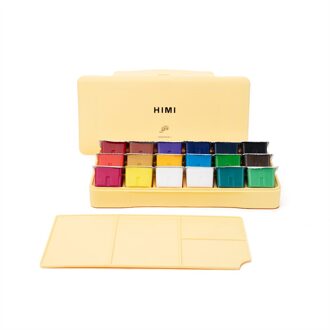 Miya Gouache Aquarel Verf Set 18 Kleuren * 30 Ml Unieke Jelly Cup Draagbare Case Met Palet Voor Kunstenaars studenten 18 kleuren-geel