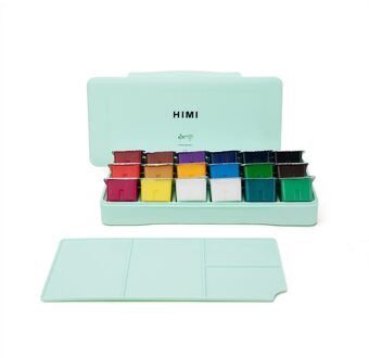 Miya Gouache Aquarel Verf Set 18 Kleuren * 30 Ml Unieke Jelly Cup Draagbare Case Met Palet Voor Kunstenaars studenten 18 kleuren-munt groen