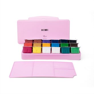 Miya Gouache Aquarel Verf Set 18 Kleuren * 30 Ml Unieke Jelly Cup Draagbare Case Met Palet Voor Kunstenaars studenten 18 kleuren-roze