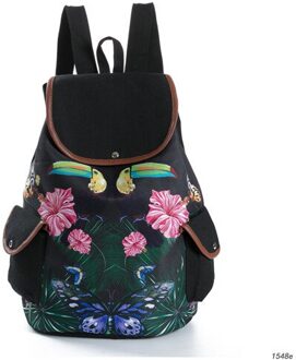 Miyahouse Vrouwelijke Dragonfly Print Canvas Rugzakken Vrouwen Trekkoord Reizen Rugzak Meisjes Zwarte Schoudertas Schooltas 1548e