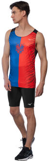 Mizuno Dryaeroflow Graphic Singlet Heren rood/blauw - XL