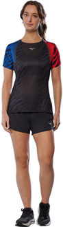 Mizuno Dryaeroflow Graphic T-Shirt Dames rood/blauw - S