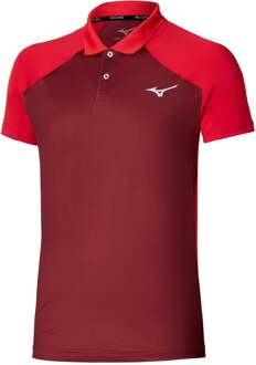 Mizuno Polo Heren-donkerrood, rood - XXL
