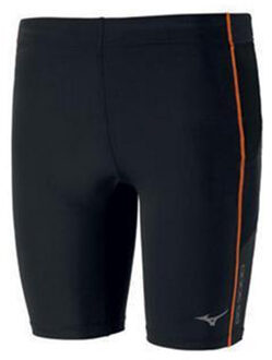 Mizuno Stretch Taille Zwart/Oranje Grafisch Logo Heren Mid Panty J2GB601391