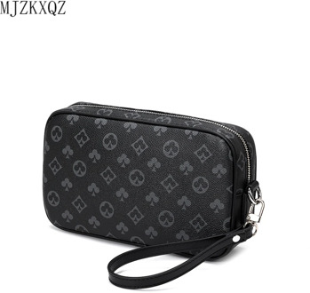 Mjzkxqz PU Leather Wristlet Clutch Bag Men Handbag Men's Cell Phone Pouch Wrist Strap Envelope Wallet Bags Business Style Unisex