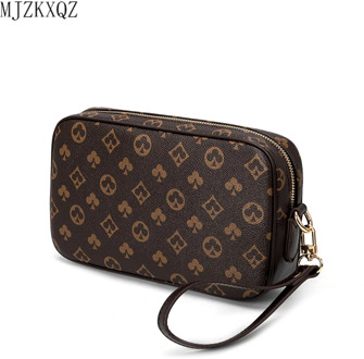 Mjzkxqz Vintage Men Clutch Bag Wrist Leather Classical Floral Clutch Handags Phone Pocket Zipper Purse Coin Holder Bag-Clutch