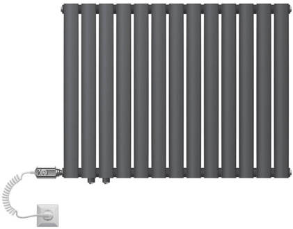 ML-Design paneelradiator 600 x 780 mm Antraciet enkellaags met verwarmingsstaaf 300W, horizontale met ovale buizen Zwart