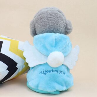Mmpet Warme Jas Voor Herfst En Winter Kleine Honden Funny Warm Accessoires Angel Cosplay Kostuum Met Vleugels Blauw / S