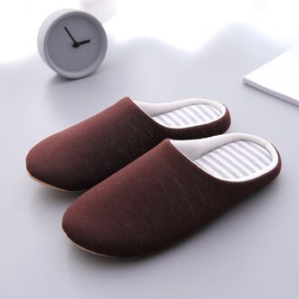 Mntrerm Mannen Casual Schoenen Thuis Indoor Slippers Gestreepte Zachte Pluche Mannelijke Huis Slaapkamer Slippers Warme Winter Katoen Slippers Schoenen Bruin / 41