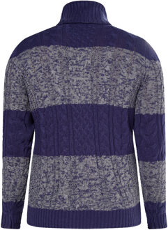Mo Gebreide kabeltrui Heren marine grijs gem Marineblauw - L