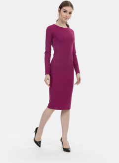 Mo myMo at night jurk met lange mouwen midi Fuchsia