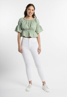 Mo myMo blouse met hartjesprint esha Groen