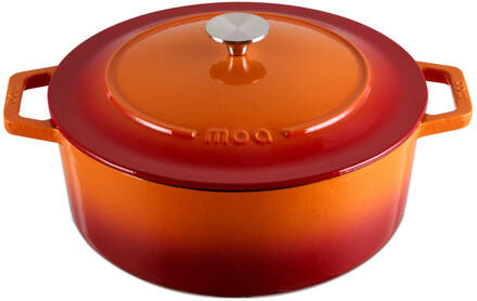 Moa Gietijzeren Braadpan 30 cm - Rond - ook voor Inductie - Oranje