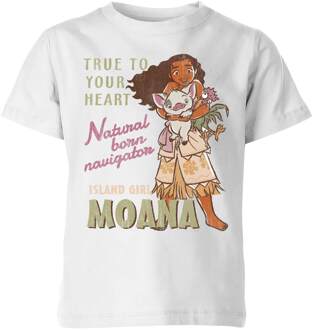 Moana Natural Born Navigator Kinder T-shirt - Wit - 134/140 (9-10 jaar) - L