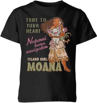 Moana Natural Born Navigator Kinder T-shirt - Zwart - 98/104 (3-4 jaar) - XS