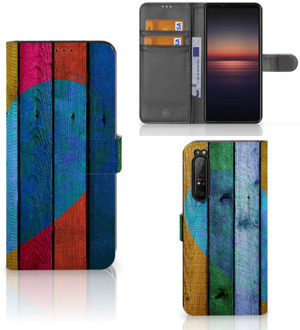 Mobiel Bookcase Sony Xperia 1 II Smartphone Hoesje Wood Heart